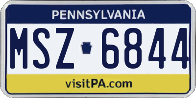 PA license plate MSZ6844