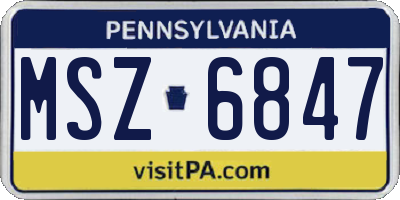 PA license plate MSZ6847