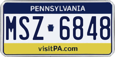 PA license plate MSZ6848