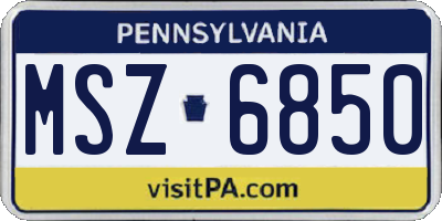 PA license plate MSZ6850