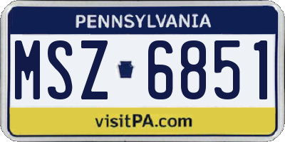 PA license plate MSZ6851