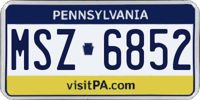 PA license plate MSZ6852