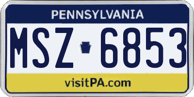 PA license plate MSZ6853