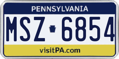 PA license plate MSZ6854