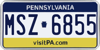 PA license plate MSZ6855