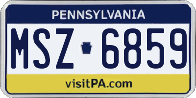 PA license plate MSZ6859