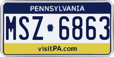 PA license plate MSZ6863