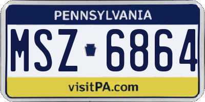 PA license plate MSZ6864