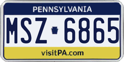 PA license plate MSZ6865
