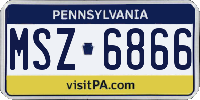 PA license plate MSZ6866