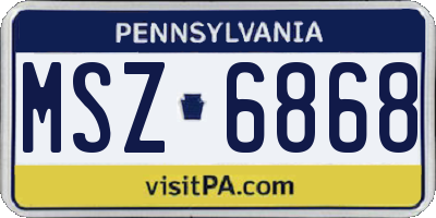 PA license plate MSZ6868