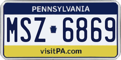 PA license plate MSZ6869