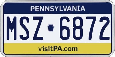 PA license plate MSZ6872