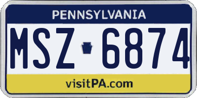 PA license plate MSZ6874