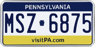 PA license plate MSZ6875