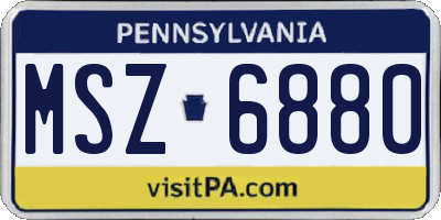 PA license plate MSZ6880