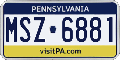 PA license plate MSZ6881