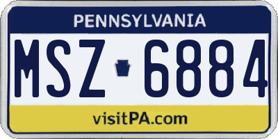 PA license plate MSZ6884