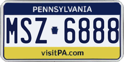PA license plate MSZ6888
