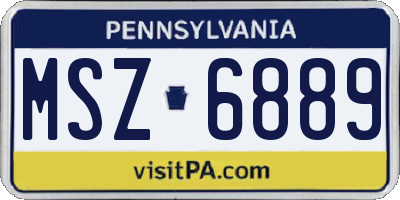PA license plate MSZ6889