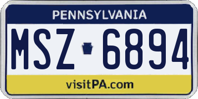 PA license plate MSZ6894