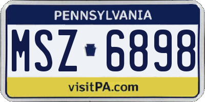 PA license plate MSZ6898