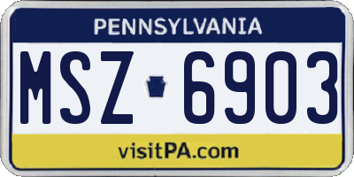 PA license plate MSZ6903