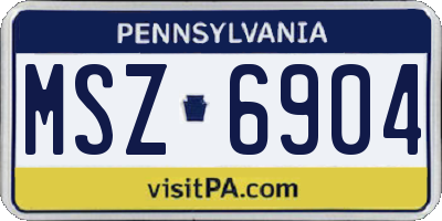PA license plate MSZ6904
