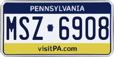 PA license plate MSZ6908