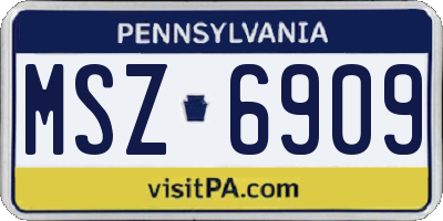 PA license plate MSZ6909