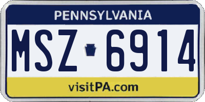 PA license plate MSZ6914