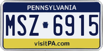 PA license plate MSZ6915
