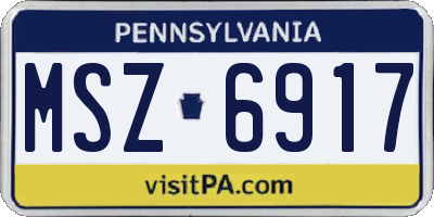 PA license plate MSZ6917