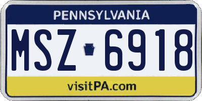 PA license plate MSZ6918