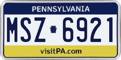 PA license plate MSZ6921