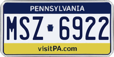 PA license plate MSZ6922