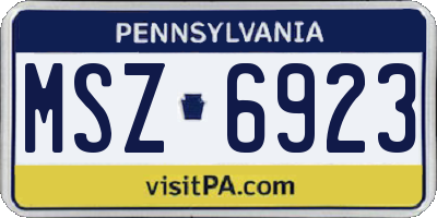 PA license plate MSZ6923