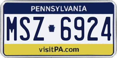 PA license plate MSZ6924