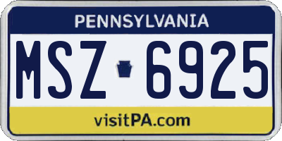 PA license plate MSZ6925
