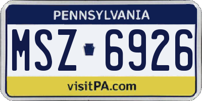 PA license plate MSZ6926