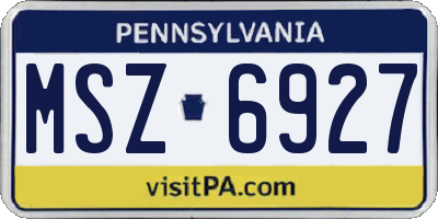 PA license plate MSZ6927