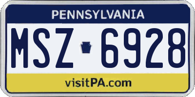 PA license plate MSZ6928