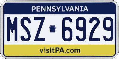 PA license plate MSZ6929