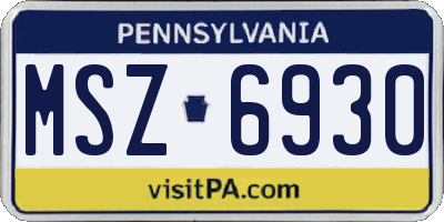 PA license plate MSZ6930