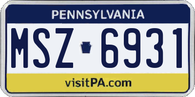 PA license plate MSZ6931