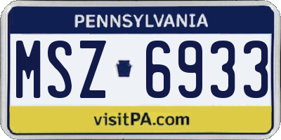 PA license plate MSZ6933