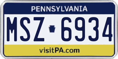 PA license plate MSZ6934