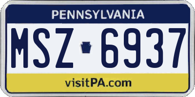 PA license plate MSZ6937