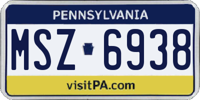 PA license plate MSZ6938