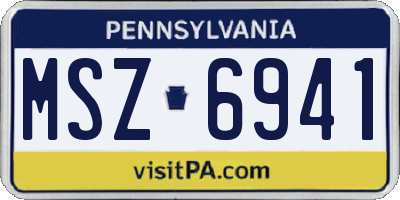 PA license plate MSZ6941